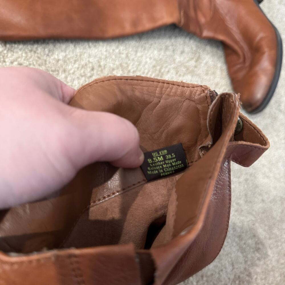 Sam Edelman Penny Tall Brown Leather Riding Boots Short Heel Women's Size 8.5 - Picture 5 of 16